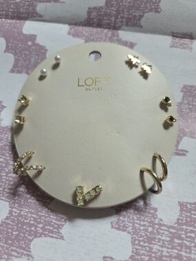 LOFT Gold-Tone Earring Set with Green Stones & Pearls